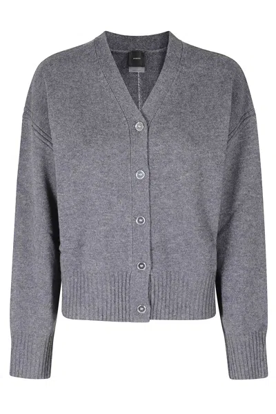 Pinko Raven Gray V-neck Wool-cashmere Cardigan In Grey