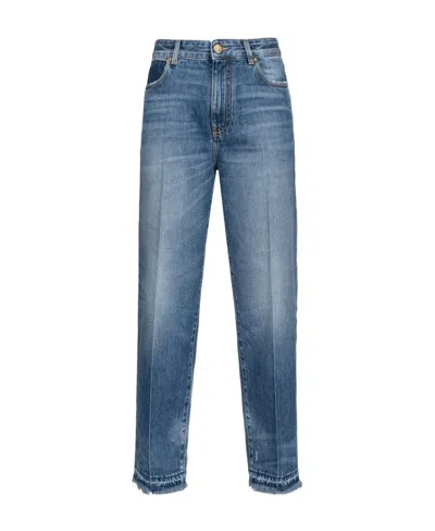 Pinko Raw-edge Cropped Jeans In Blue