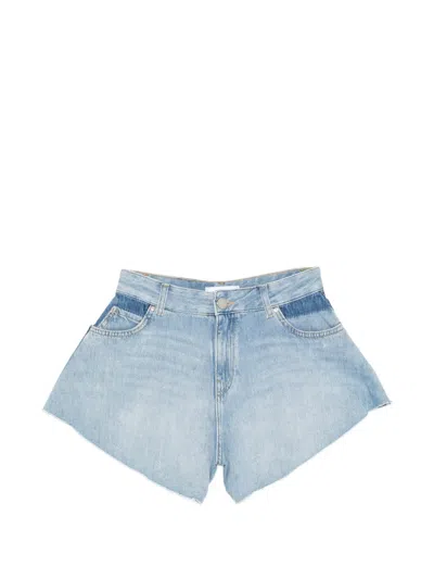 Pinko Raw-cut Denim Shorts In Blue