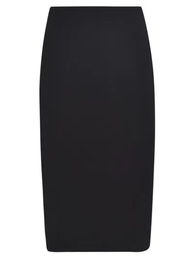 Pinko Rear Slit Plain Skirt In Black