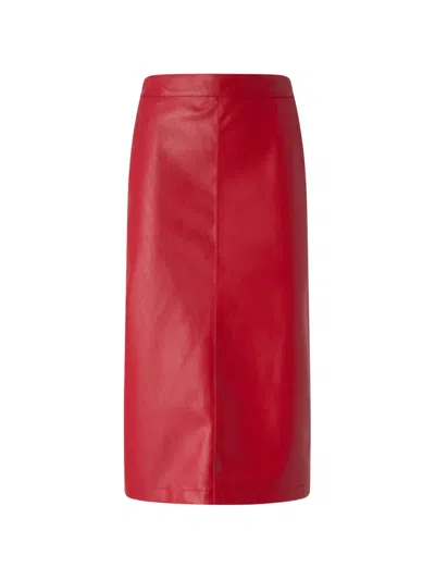 Pinko Rear-slit Faux-leather Midi Skirt In Red