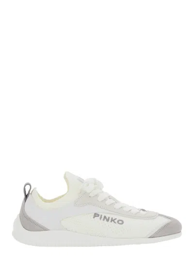 PINKO 'REBY 03' WHITE SNEAKERS WITH LOGO PATCH ON THE TONGUE AND LOGO LETTERING ON THE SIDE IN COTTON BLEN