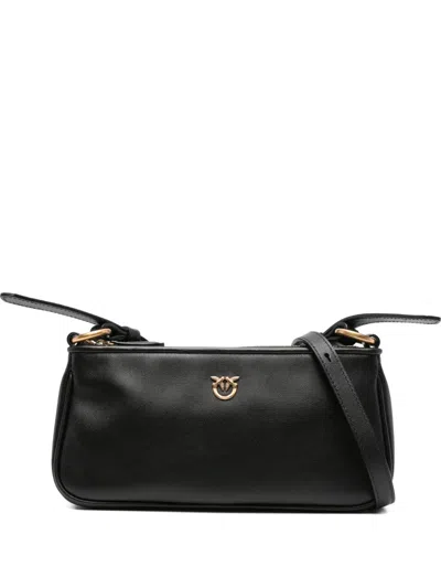 Pinko Rectangle Leather Shoulder Bag In Black