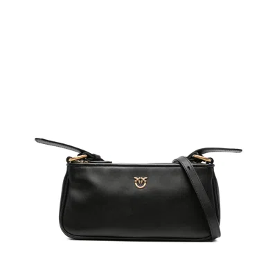 Pinko Rectangle Leather Shoulder Bag In Black