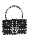 Pinko Rectangular Black Crossbody Bag With Braided Trim In Black