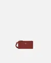 Pinko Rectangular Leather Card Holder With Imprinted Logo In Merlot Burgundy-antique Gold