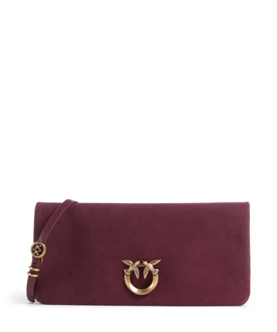 Pinko Red Click Soft Medium Crossbody Bag In Burgundy