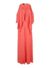 Pinko Red Dress With Round Neckline And Ruffle Details In Red