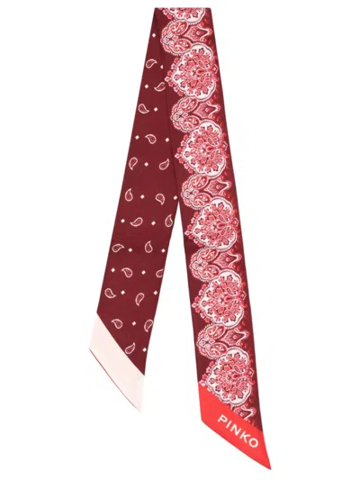 Pinko Red Foulard Paisley Bandana Scarf In Multi