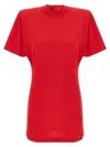 Pinko Belted Short Sleeve Dress With Round Neckline In Red