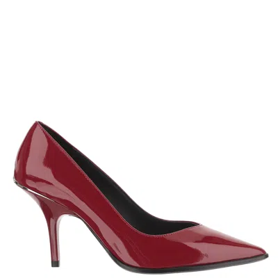 Pinko Red Leather Pointed-toe Logo Pumps In Blue