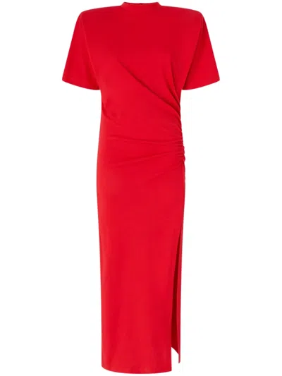 PINKO RED LONG ROUND NECK DRESS