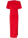 Pinko Long T-shirt Dress With Padded Shoulders In Red