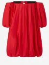 Pinko Red Off-shoulder Mini Dress In Red