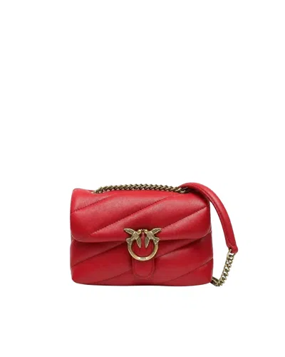 Pinko Red Quilted Leather Love Puff Shoulder Bag