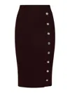Pinko Brown Ribbed Wool Midi Refrigerazione Skirt With Buttons In Brown