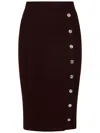 Pinko Brown Ribbed Wool Midi Refrigerazione Skirt With Buttons