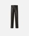 Pinko Leather Slim-fit Trousers In Marron Intense