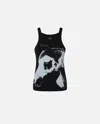 Pinko Curly Horse Graphic Ribbed Sleeveless Top In Noir/blanc