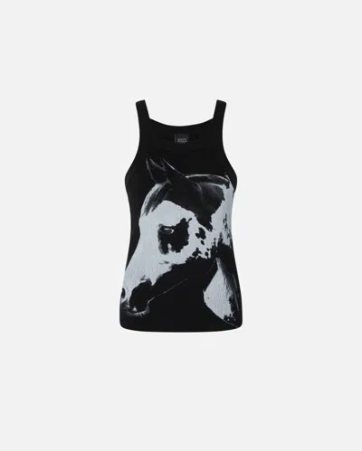 PINKO REIMAGINE BY PINKO X PATRICK MCDOWELL RIBBED VEST TOP WITH HORSE PRINT