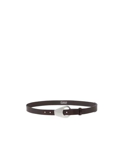 Pinko Reimagine By  X Patrick Mcdowell Thin 2.5 Cm Belt With Geometric Buckle In Black