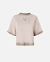 Pinko Reimagine By  X Patrick Mcdowell Wide T-shirt With Horseshoe In Rosa/nudo