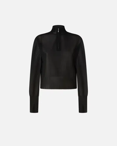 Pinko Reimagine Semi-transparent Half-zip Sweater  X Patrick Mcdowell In Nero Limousine