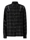 Pinko Lace Check-pattern Shirts In Black