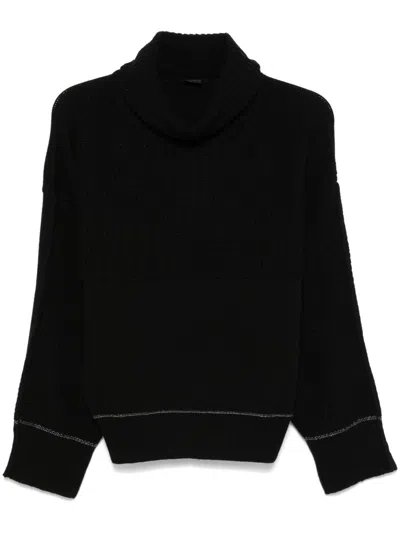 Pinko Relaxed-fit Black Knitted Sweater With High Collar