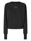 Pinko Relaxed Fit Black Wool Sweater In Black