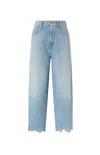 Pinko Relaxed Fit Cropped Denim Pants In Blue