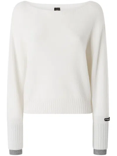 Pinko Relaxed Fit Off-the-shoulder Knitted Sweater In White