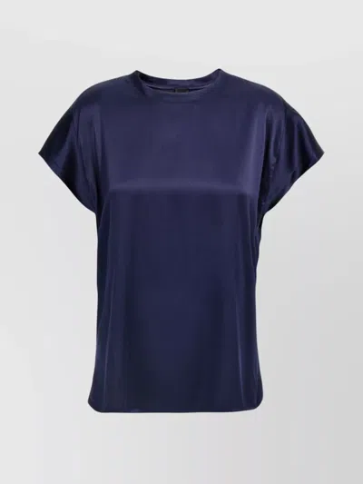 PINKO RELAXED FIT SATIN BLOUSE WITH ROUND NECK