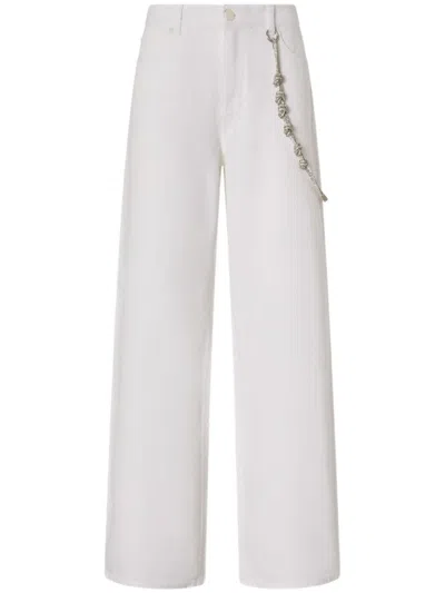 Pinko Relaxed Fit White Jeans With Side Chain Detailing