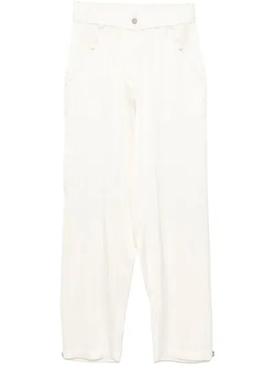 Pinko Relaxed Fit White Trousers