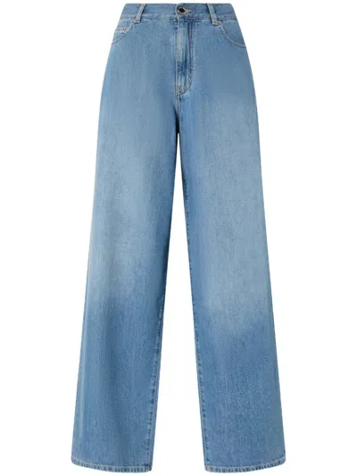 Pinko Relaxed Fit Wide Leg Jeans In Blue
