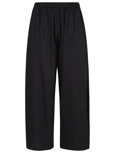 Pinko Relaxed Wide-leg Trousers With Elastic Waistband In Nero Limousine