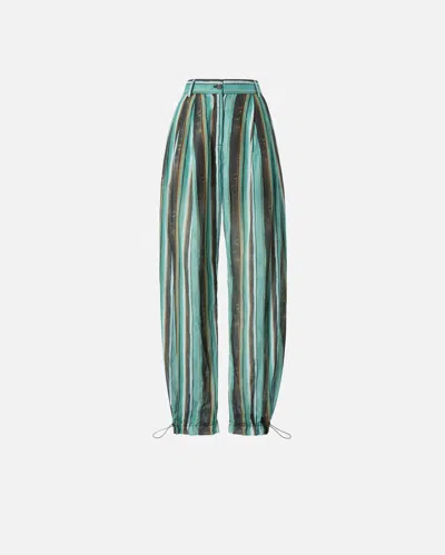 Pinko - Relaxed-fit Cotton Trousers With Brushstroke-effect Stripes - 48 In Multi