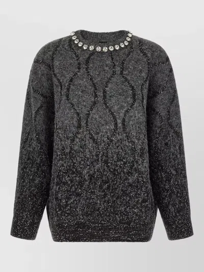 Pinko Renault Sweater Beaded Neckline Ombre Knit In Black
