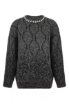 Pinko Crystal-embellished Sequin-pattern Sweater In Grau