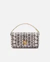 Pinko Reptile Print Shoulder Bag With Compartments  Galleria In White/black-light Gold