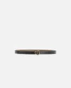 Pinko Reversible Leather Belt In Black/green-antique Gold