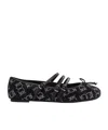 Pinko Ballerines Monogram Avec Strass Et Naud Sur La Pointe In Black