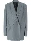 Pinko Double-breasted Blazer With Rhinestones In Grau