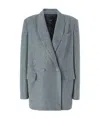 Pinko Double-breasted Blazer With Rhinestones In Gray