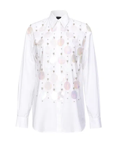 Pinko Rhinestone-embellished Cotton Shirt In White