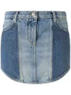 Pinko Mini-jupe En Denim À Mini Strass In Blau