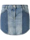 Pinko Mini-jupe En Denim À Mini Strass In Blue