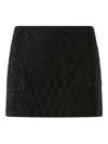Pinko Rhinestone-embellished Fitted Skirt In Black