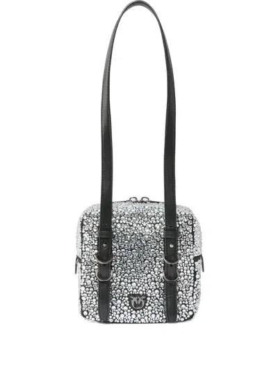 Pinko Rhinestone-embellished Shoulder Bag In Black